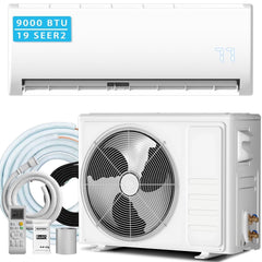 VAJIAZA 9000 BTU Mini Split Air Conditioner & Heater, 19 SEER2 115V Energy Efficient Ductless Wall-Mounted AC Unit Covers Up to 450 Sq. Ft, Remote Control