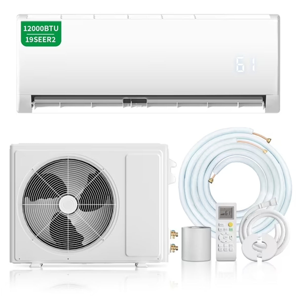 TMWINGS 12000BTU Mini Split Air Conditioner with Heat Pump,19 SEER2 115V Split ac unit with Remote AC Cool Up to 1000 Sq. Ft,Variable Frequency Cooling and Heating，R32 Refrigerant & Installation Kit, White