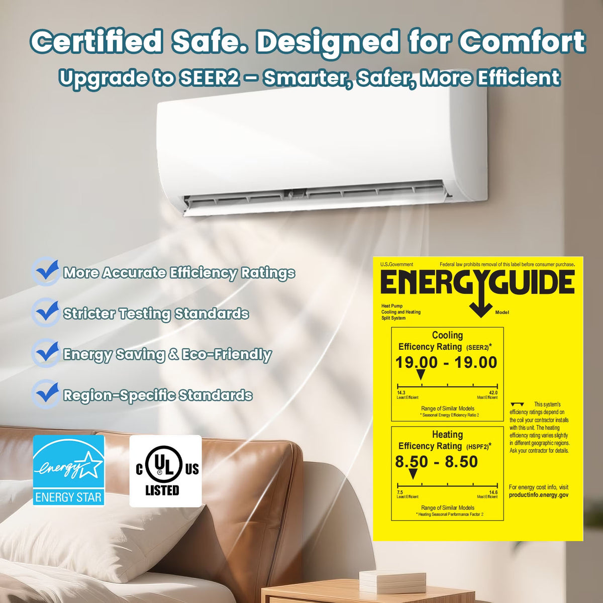 TMWINGS 9000BTU Mini Split Air Conditioner Heat Pump,19 SEER2 115V Split ac unit with Remote AC Cool Up to 650 Sq. Ft,Variable Frequency Cooling and Heating，R32 Refrigerant & Installation Kit, White
