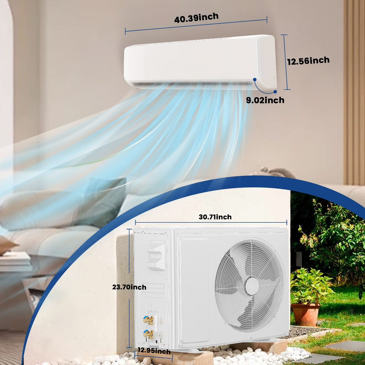 TMWINGS 18000BTU Mini Split Air Conditioner Heat Pump,19 SEER2 Split ac unit 230V with Remote AC Cool Up to 1000 Sq. Ft,Variable Frequency Cooling and Heating,R32 Refrigerant & Installation Kit, White