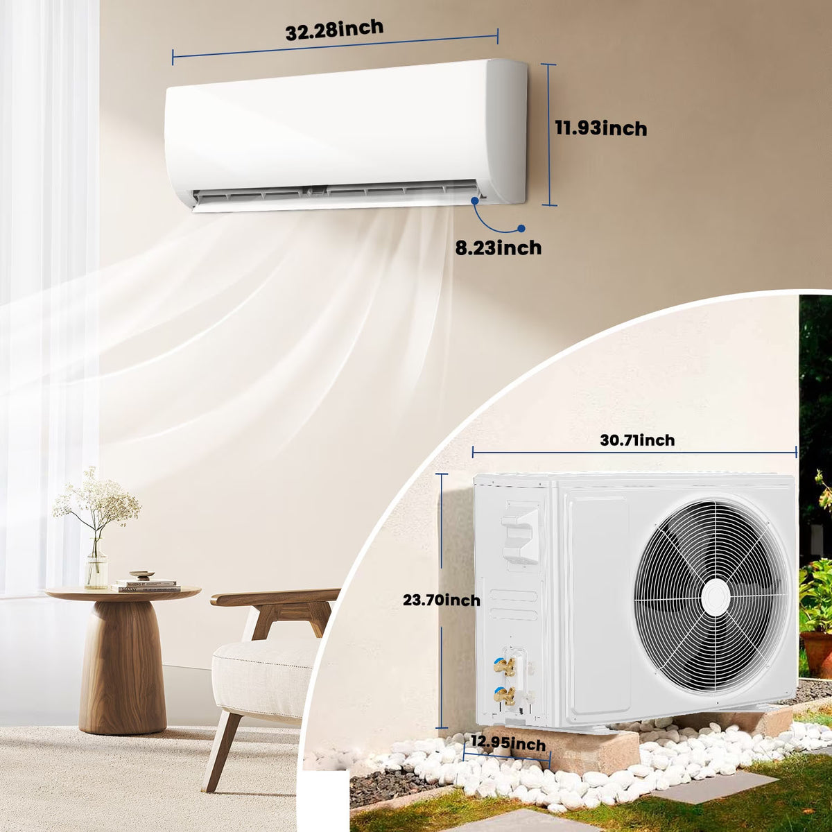 TMWINGS 9000BTU Mini Split Air Conditioner Heat Pump,19 SEER2 115V Split ac unit with Remote AC Cool Up to 650 Sq. Ft,Variable Frequency Cooling and Heating，R32 Refrigerant & Installation Kit, White