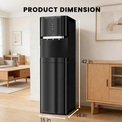 VAJIAZA Water Dispenser for 3 and 5 Gallon Bottles – Bottom Load Water Machine with Hot, Cold & Room Temperature Options, Safe Design, Black