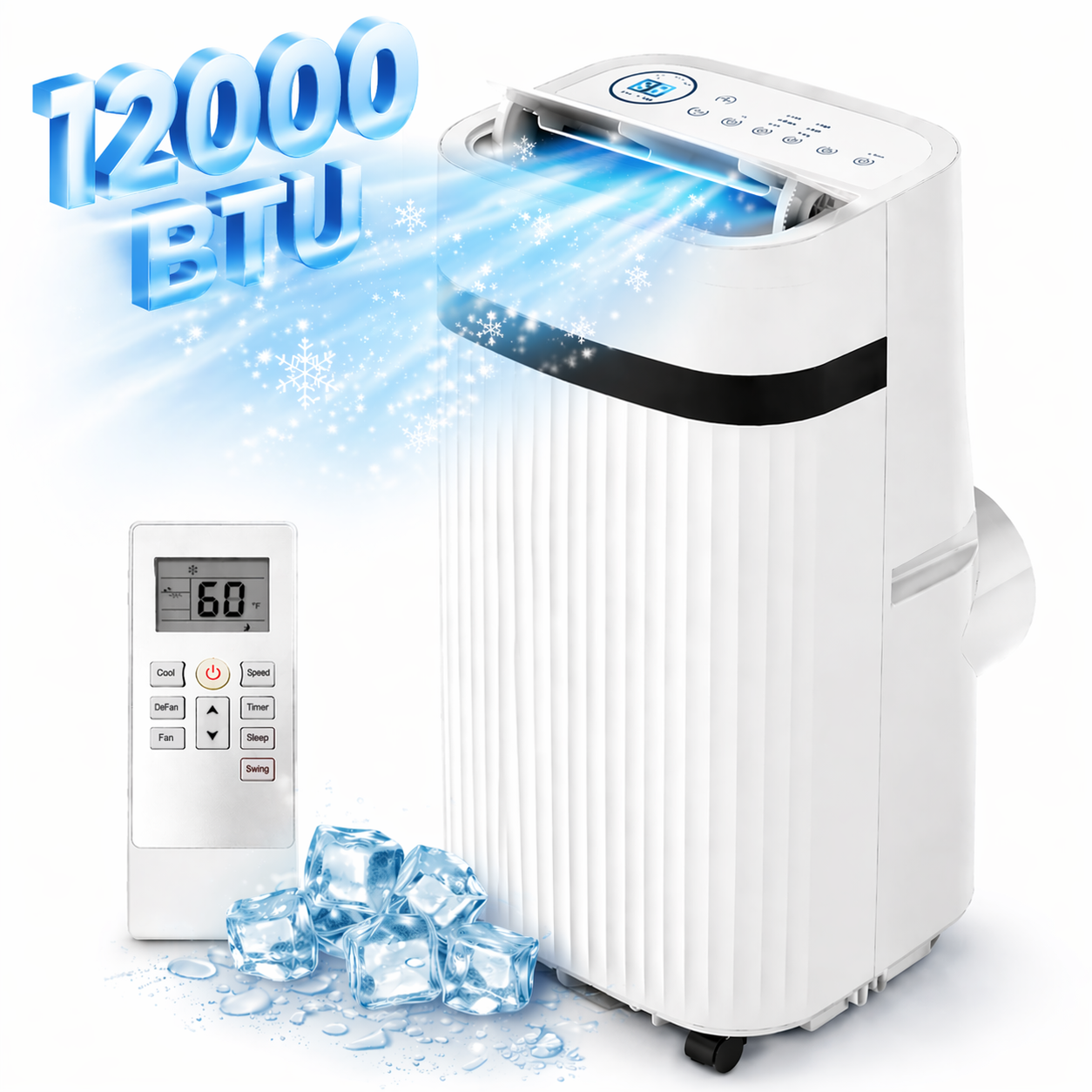 12000 BTU Portable Air Conditioner, Portable AC Unit up to 550 Sq.Ft, 4-in-1 Air Conditioner for Home with Sleep Modes, Remote Control