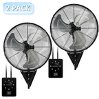 2-Pack 22" Wall Mount Fan High Velocity up to 7000CFM, Oscillating Wall Fans with Remote Control, 3-Speed Adjustable Tilt & Timer for Home, Garage, Workshop, Black