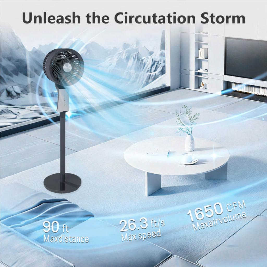 Pedestal Fan with 32 Speeds & 3 Modes, Floor Fan Equipped Led Light,60°Oscillating, Free Standing, 12H Timer, Remote Control