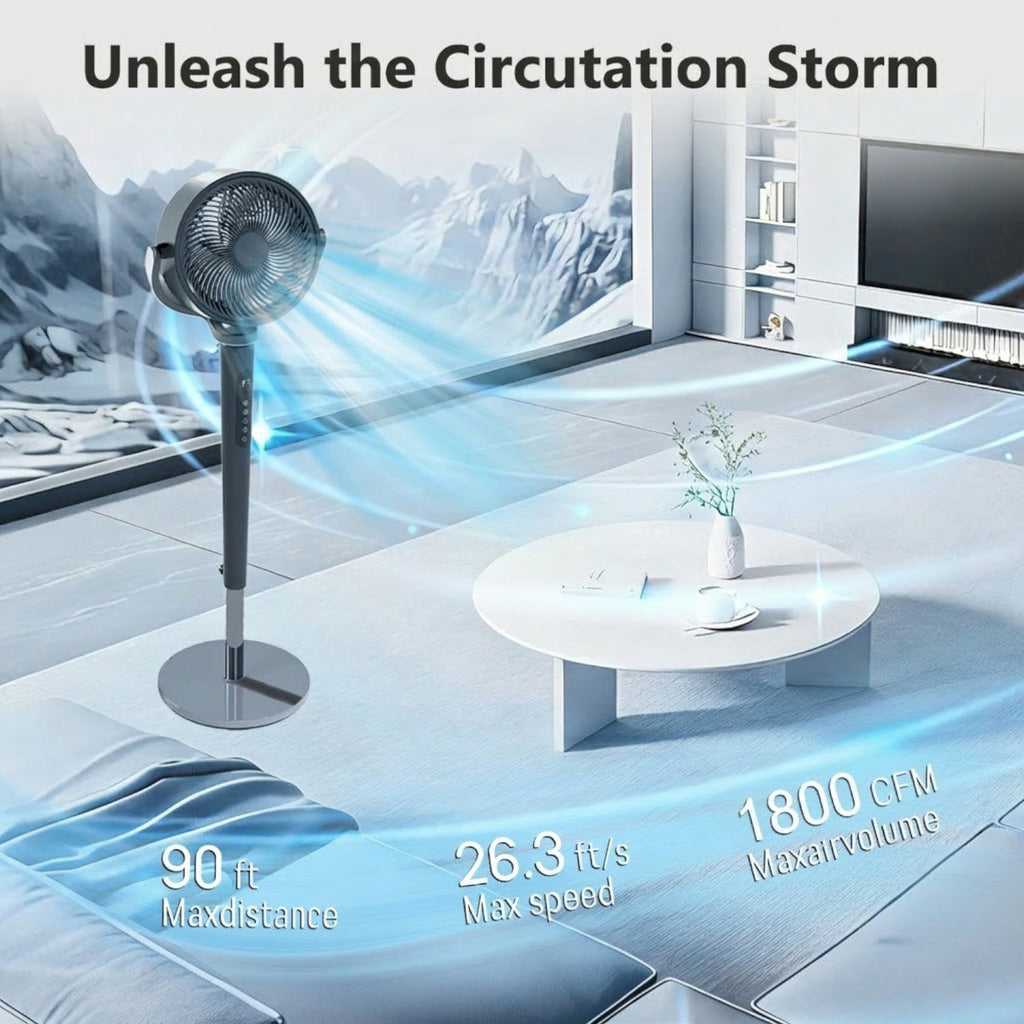Pedestal Fan with 16 Speeds & 5 Modes,39-46" Adjustable Height Floor Fan Equipped Led Light,120°Oscillating, Free Standing, 12H Timer, Remote Control