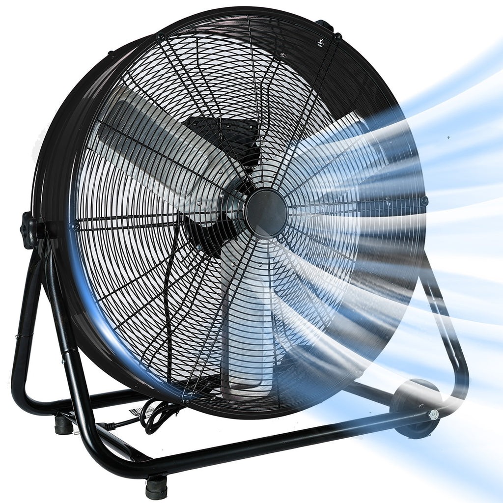 24"Industrial Fan High Velocity,Heavy Duty Drum Fan up to 8100CFM,Heavy Duty Blower Fan with 3-Speed & 360°Adjustable,Ideal for Home, Garage, Indoor/Outdoor Use, Black