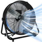 24"Industrial Fan High Velocity,Heavy Duty Drum Fan up to 8100CFM,Heavy Duty Blower Fan with 3-Speed & 360°Adjustable,Ideal for Home, Garage, Indoor/Outdoor Use, Black