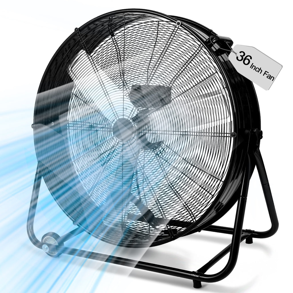 36" Industrial Fans for 18000 CFM, High Velocity Fan with 3 Speeds, Heavy Duty Blower Fan Equipped 360° Tilt Air Circulator Used in Warehouse, Garage, Yard
