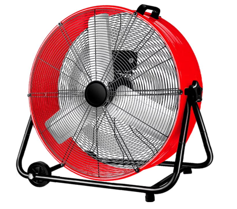 Industrial Fan 24 Inch Heavy Duty Drum 3 Speed 8100 CFM Air Circulation High Velocity Fan For Warehouse, Workshop, Factory, Commercial, Residential and Greenhouse Red