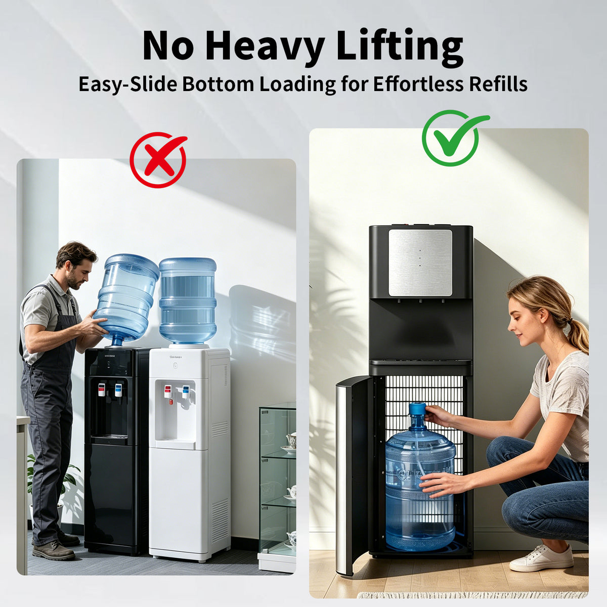 TMWINGS Stainless Steel Bottom Load Water Dispenser with LED Display, Water Cooler Equipped 3 Settings & Safety Lock Fits 5 Gal Bottle for Home/Office/Kitchen