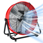 24"Industrial Fan High Velocity,Heavy Duty Drum Fan up to 8100CFM,3-Speed & 360°Adjustable,Ideal for Home, Garage, Indoor/Outdoor Use, Red