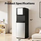 Stainless Steel Bottom Load Water Dispenser with LED Display, Water Cooler Equipped 3 Settings & Safety Lock Fits 5 Gal Bottle for Home/Office/Kitchen
