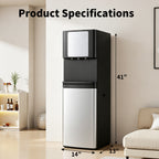 Stainless Steel Bottom Load Water Dispenser with LED Display, Water Cooler Equipped 3 Settings & Safety Lock Fits 5 Gal Bottle for Home/Office/Kitchen