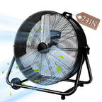 Industrial Fans 24" up to 8800 CFM, High Velocity Fan with 3 Speeds, Heavy Duty Blower Fan Equipped 360° Tilt Air Circulator Recommended Use in Warehouse, Garage, Yard, Black