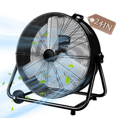 Industrial Fans 24" up to 8800 CFM, High Velocity Fan with 3 Speeds, Heavy Duty Blower Fan Equipped 360° Tilt Air Circulator Recommended Use in Warehouse, Garage, Yard, Black