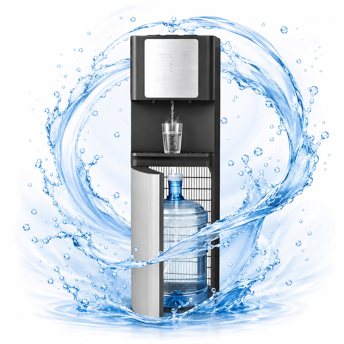 TMWINGS Stainless Steel Bottom Load Water Dispenser with LED Display, Water Cooler Equipped 3 Settings & Safety Lock Fits 5 Gal Bottle for Home/Office/Kitchen