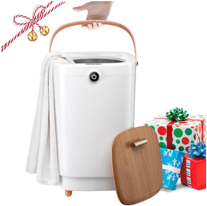 TMWINGS Towel Warmers for Bathroom 25L Towel Warmers Buckets Spa with 15/30/45/60 Timing, Luxury Large Towel Warmer Fits Up to Two Oversized Towels, Bathrobe, Towel, Blanket Yellow