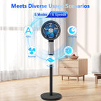 32-Speed Pedestal Fan,60° Oscillating Floor Fan with Remote Control, 12H Timer, LED Light, Powerful Quiet Cooling for Home and Office