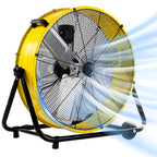 24"Industrial Fan High Velocity,Heavy Duty Drum Fan up to 8100CFM,3-Speed & 360°Adjustable,Ideal for Home, Garage, Indoor/Outdoor Use, Yellow