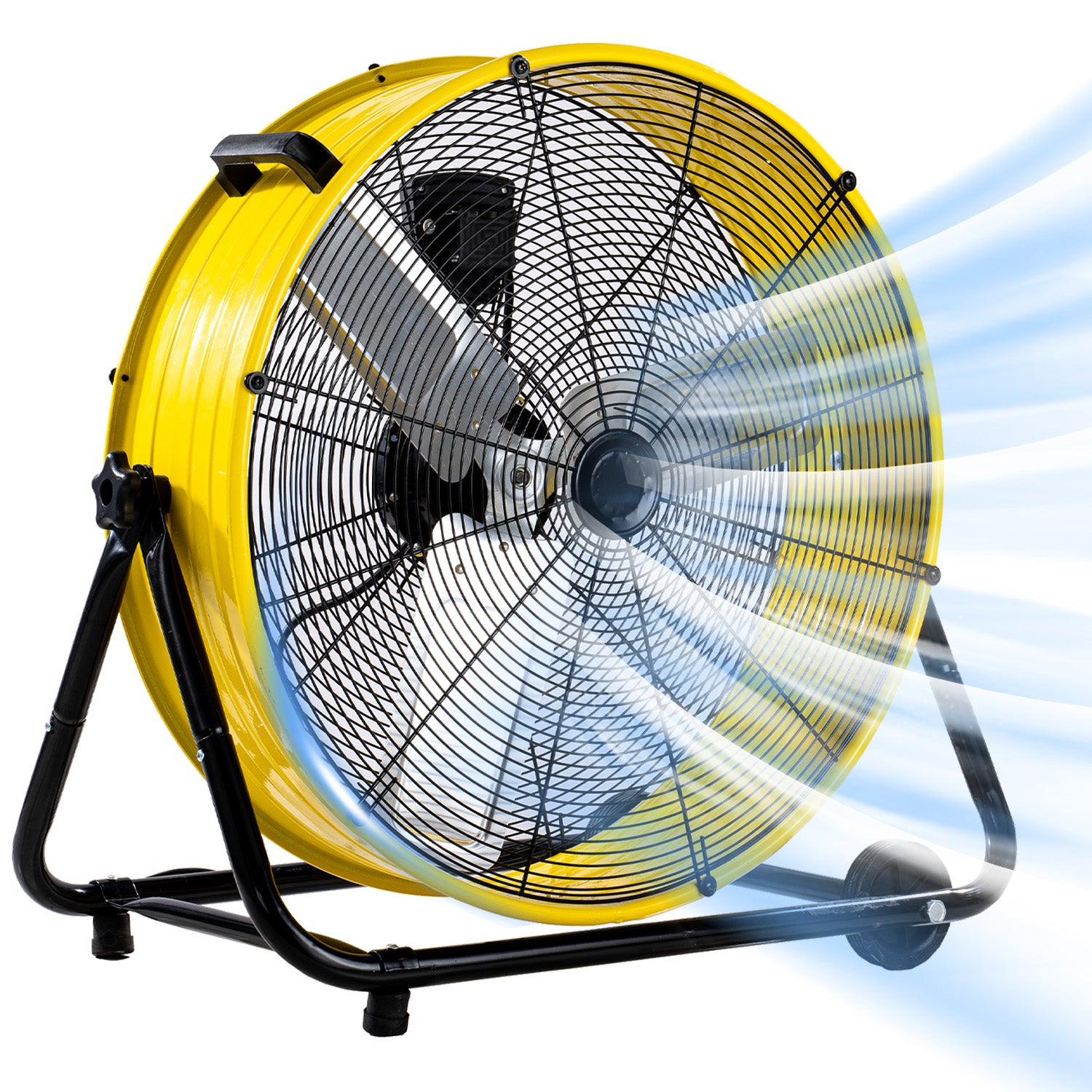 24"Industrial Fan High Velocity,Heavy Duty Drum Fan up to 8100CFM,3-Speed & 360°Adjustable,Ideal for Home, Garage, Indoor/Outdoor Use, Yellow