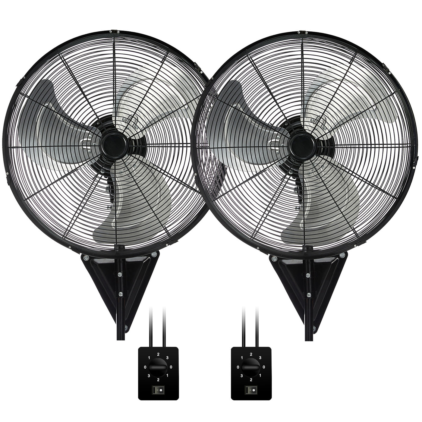 2 Pack 22" Wall Mount Fan, 3 Speeds Wall Oscillating Fan with 7000 CFM, Cooling Fan, High Velocity Fans, Black