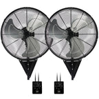 2 Pack 22" Wall Mount Fan, 3 Speeds Wall Oscillating Fan with 7000 CFM, Cooling Fan, High Velocity Fans, Black