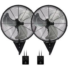 2 Pack 22" Wall Mount Fan, 3 Speeds Wall Oscillating Fan with 7000 CFM, Cooling Fan, High Velocity Fans, Black