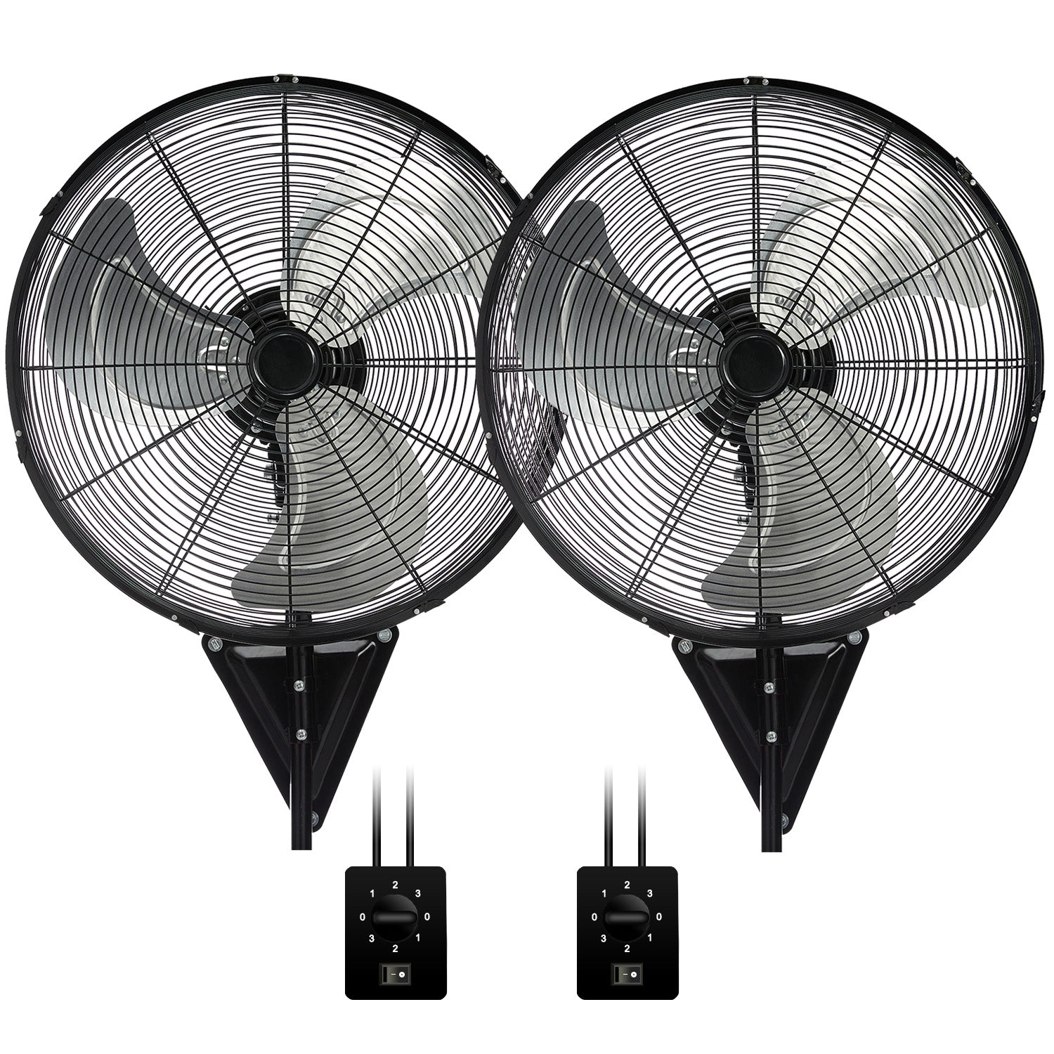 2 Pack 22" Wall Mount Fan, 3 Speeds Wall Oscillating Fan with 7000 CFM, Cooling Fan, High Velocity Fans, Black