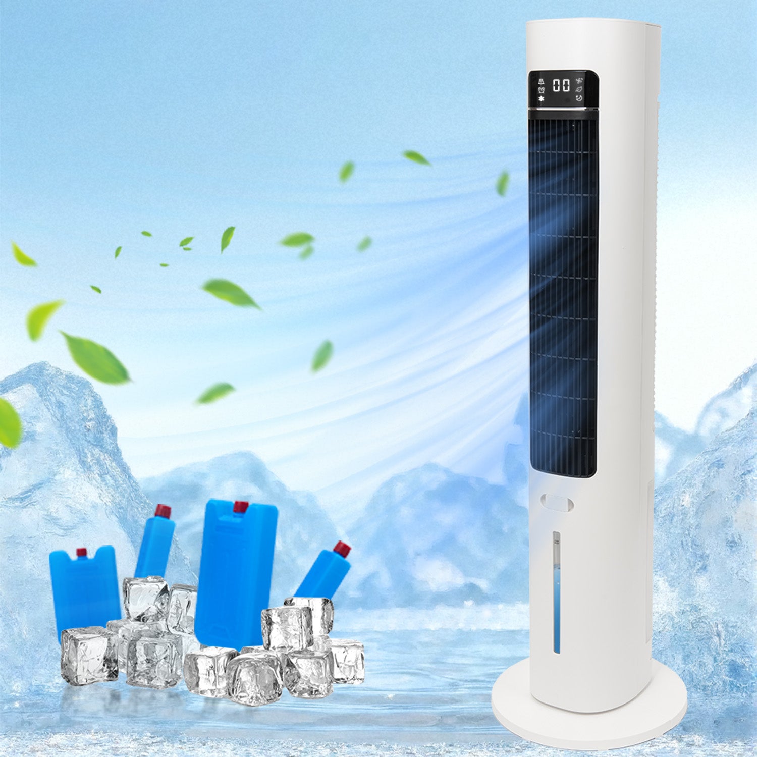 Evaporative Air Cooler Tower Fan with Remote Control, Swamp Cooler Equipped 4 Modes & 3 Speeds,12H Timer,70° Oscillating Portable Air Conditioner for Bedroom