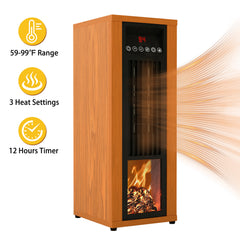 VAJIAZA 25"Electric Fireplace Heater wtih 5100BTU, 1500W Portable Indoor Fireplace with 3D Realistic Flame, AC 120V 60Hz Electric Space Heater, Remote Control, 12H Timer