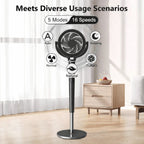 Pedestal Fan with 16 Speeds & 5 Modes,39-46" Adjustable Height Floor Fan Equipped Led Light,120°Oscillating, Free Standing, 12H Timer, Remote Control