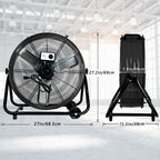 24"Industrial Fan High Velocity,Heavy Duty Drum Fan up to 8100CFM,Heavy Duty Blower Fan with 3-Speed & 360°Adjustable,Ideal for Home, Garage, Indoor/Outdoor Use, Black