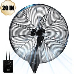 20” Wall Mount Fan 7000 CFM High Velocity Industrial Heavy Duty Fan with 3-Speed Oscillating Commercial Use for Warehouse, Garage, Factory, Black