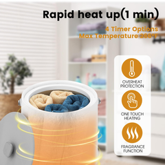 TMWINGS Portable Heated Towel Bucket - Bathroom Accessory with 4-Timer Heat Set, Auto Shut Off, Fits PJs & Blankets, Warm Blankets Too, Family Towel Bucket for Bathroom Use