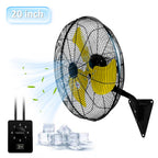 20in Wall Mount Fan, 3-Speed Industrial Wall Fan up to 7000CFM, 120°Oscillating High Airflow Cooling Fan for Garage,Home,Warehouse, Indoor/Outdoor Use, Yellow