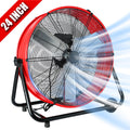 24"Industrial Fan High Velocity,Heavy Duty Drum Fan up to 8100CFM,3-Speed & 360°Adjustable,Ideal for Home, Garage, Indoor/Outdoor Use, Red