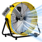 24"Industrial Fan High Velocity,Heavy Duty Drum Fan up to 8100CFM,3-Speed & 360°Adjustable,Ideal for Home, Garage, Indoor/Outdoor Use, Yellow