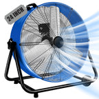 24"Industrial Fan High Velocity,Heavy Duty Drum Fan up to 8100CFM,3-Speed & 360°Adjustable,Ideal for Home, Garage, Indoor/Outdoor Use, Blue