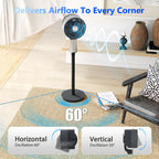 32-Speed Pedestal Fan,60° Oscillating Floor Fan with Remote Control, 12H Timer, LED Light, Powerful Quiet Cooling for Home and Office