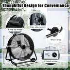 Industrial Fans 24" up to 8800 CFM, High Velocity Fan with 3 Speeds, Heavy Duty Blower Fan Equipped 360° Tilt Air Circulator Recommended Use in Warehouse, Garage, Yard, Black