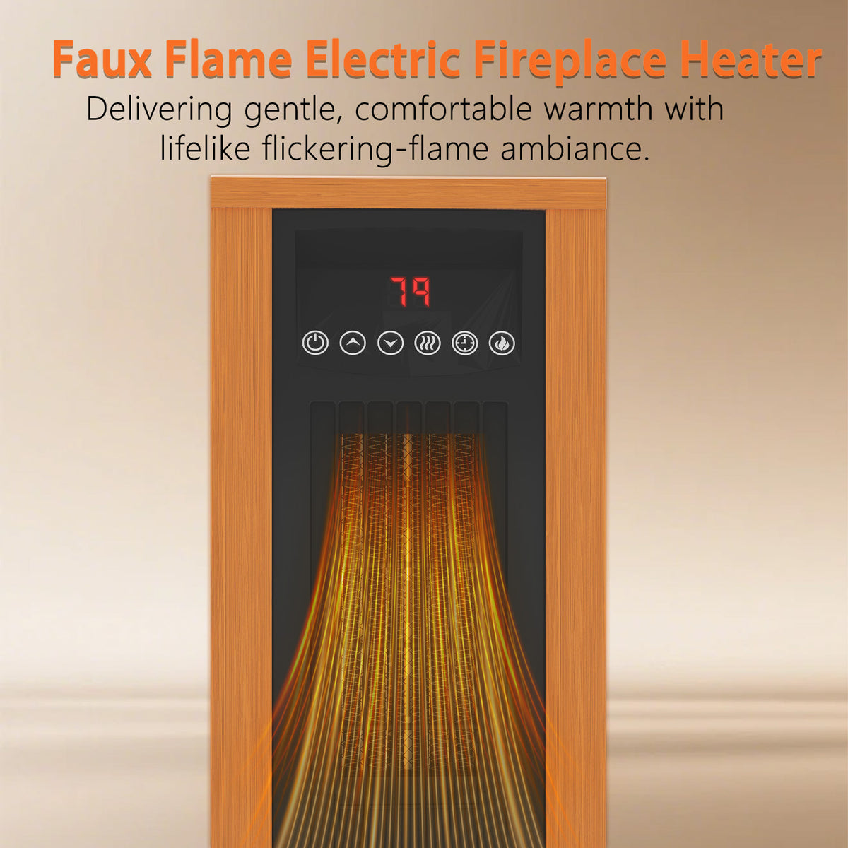 VAJIAZA 25"Electric Fireplace Heater wtih 5100BTU, 1500W Portable Indoor Fireplace with 3D Realistic Flame, AC 120V 60Hz Electric Space Heater, Remote Control, 12H Timer