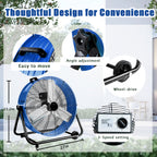 Industrial Fans 24" up to 8800 CFM, High Velocity Fan with 3 Speeds, Heavy Duty Blower Fan Equipped 360° Tilt Air Circulator Recommended Use in Warehouse, Garage, Yard, Blue