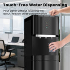 Water Dispenser for 3 and 5 Gallon Bottles – Bottom Load Water Machine with Hot, Cold & Room Temperature Options, Self-Cleaning & Safe Design, Black