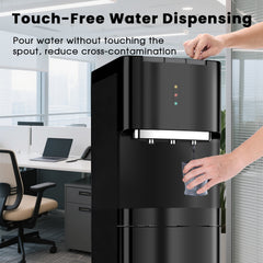 Water Dispenser for 3 and 5 Gallon Bottles – Bottom Load Water Machine with Hot, Cold & Room Temperature Options, Self-Cleaning & Safe Design, Black