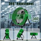 Industrial Fan 24" up to 8800 CFM, High Velocity Fan with 3 Speeds, Heavy Duty Blower Equipped Waterproof Cover, 360° Adjustment, Green