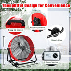 Industrial Fans 24" up to 8800 CFM, High Velocity Fan with 3 Speeds, Heavy Duty Blower Fan Equipped 360° Tilt Air Circulator Recommended Use in Warehouse, Garage, Yard, Red