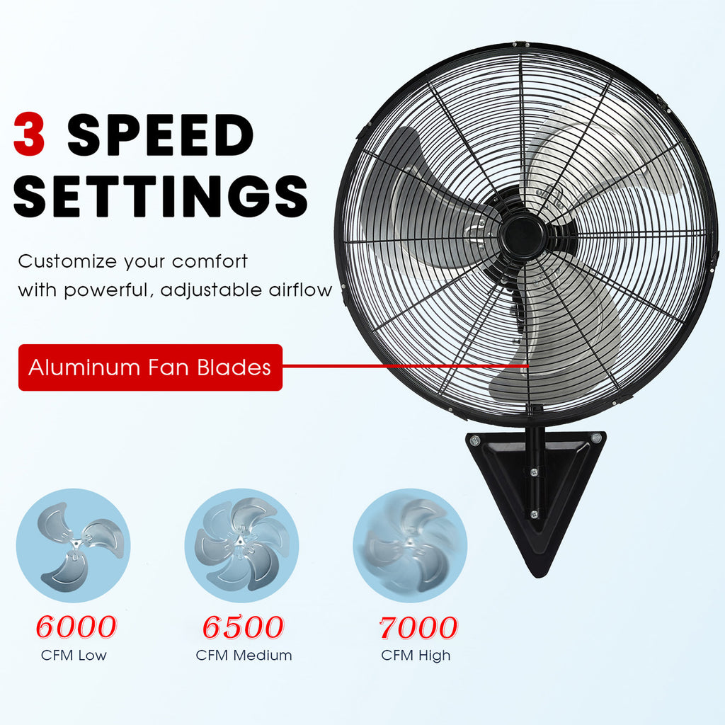 2 Pack 22" Wall Mount Fan, 3 Speeds Wall Oscillating Fan with 7000 CFM, Cooling Fan, High Velocity Fans, Black