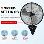 2 Pack 22" Wall Mount Fan, 3 Speeds Wall Oscillating Fan with 7000 CFM, Cooling Fan, High Velocity Fans, Black