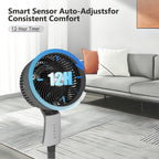 Pedestal Fan with 32 Speeds & 3 Modes, Floor Fan Equipped Led Light,60°Oscillating, Free Standing, 12H Timer, Remote Control